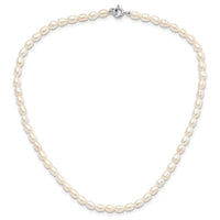 Sterling Silver RH-plate 4-5mm White Rice FWC Pearl Children's Necklace