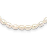 Sterling Silver RH-plate 4-5mm White Rice FWC Pearl Children's Necklace
