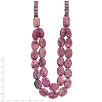 Sterling Silver Charoite, Jade, Pink and Purple Jasper w/2in ext Necklace