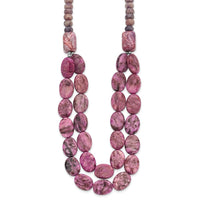 Sterling Silver Charoite, Jade, Pink and Purple Jasper w/2in ext Necklace