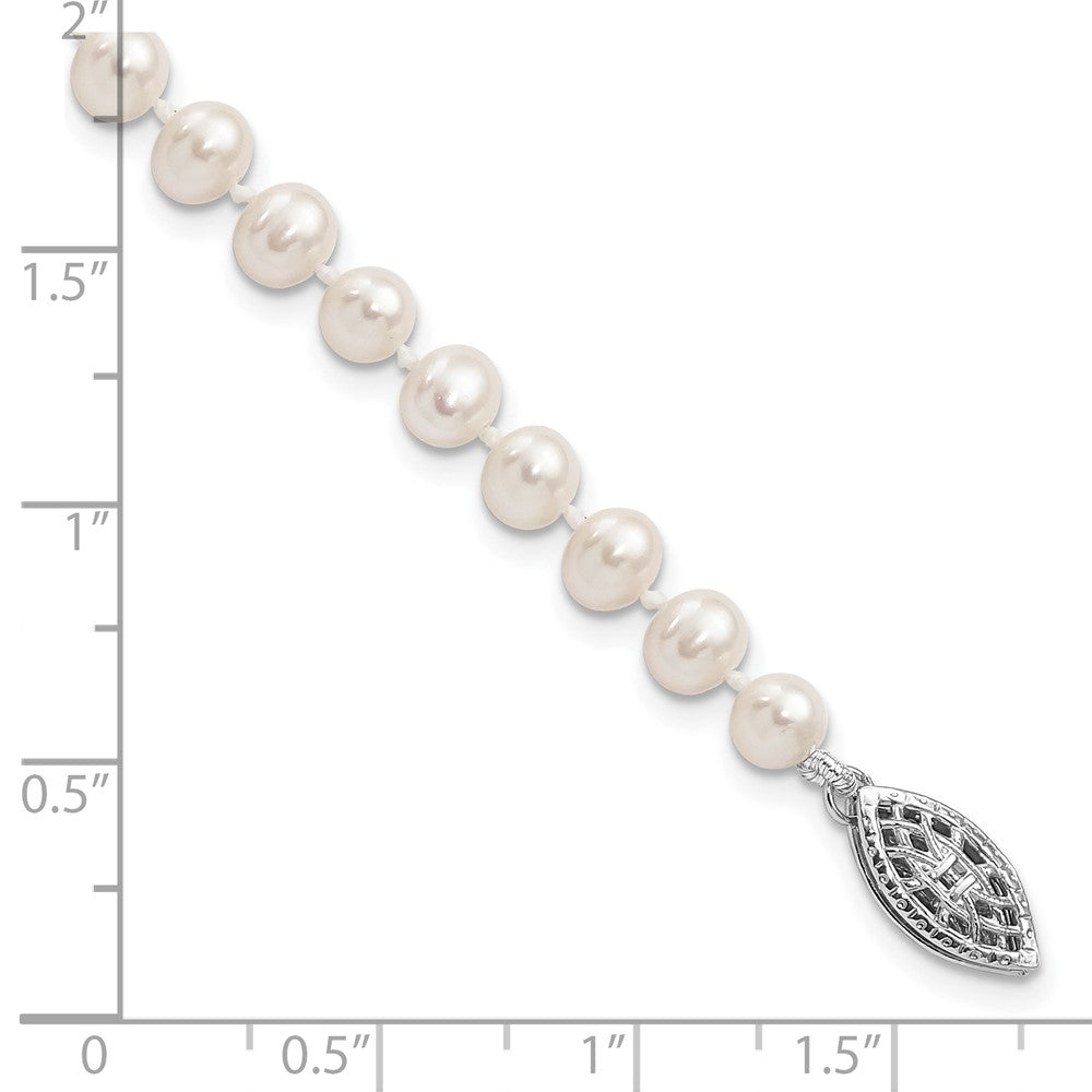 Sterling Silver Rhodium 4-5mm White FWC Pearl Bracelet