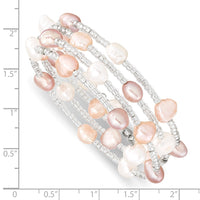 6-7mm Multicolored Baroque FWC Pearl and Glass Beaded Wrap Bracelet