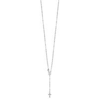 Sterling Silver 18" Rhodium Plated Polished Beaded Rosary