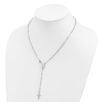Sterling Silver 18" Rhodium Plated Polished Beaded Rosary