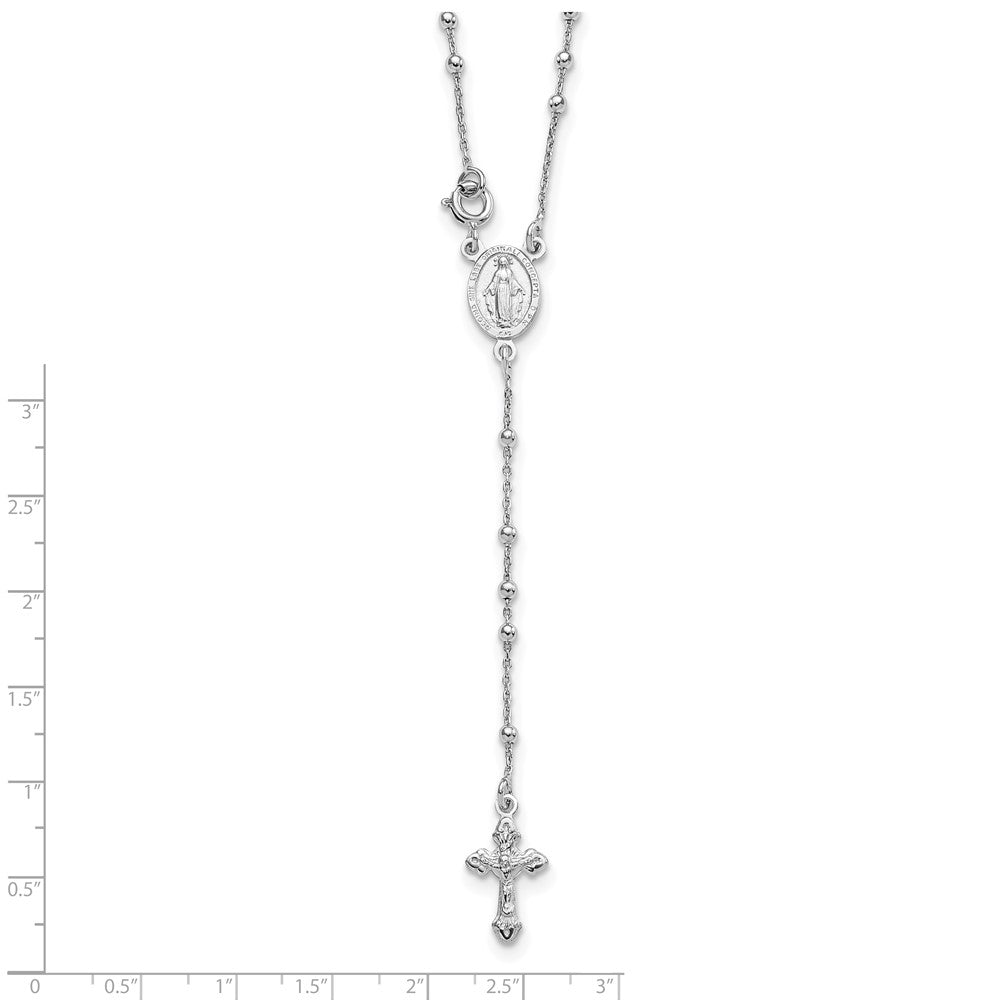 Sterling Silver 18" Rhodium Plated Polished Beaded Rosary