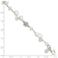 Sterling Silver FWC Keshi Pearl w/Moonstone 1in Ext. Fancy Bracelet