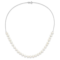 Sterling Silver RH 7-8mm White FWC Pearl Earring/Necklace Set