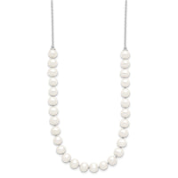 Sterling Silver RH 7-8mm White FWC Pearl Earring/Necklace Set