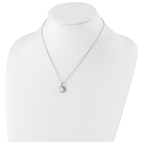 Sterling Silver Rhodium-plated 8-10mm FWC Pearl CZ Earring/Necklace Set