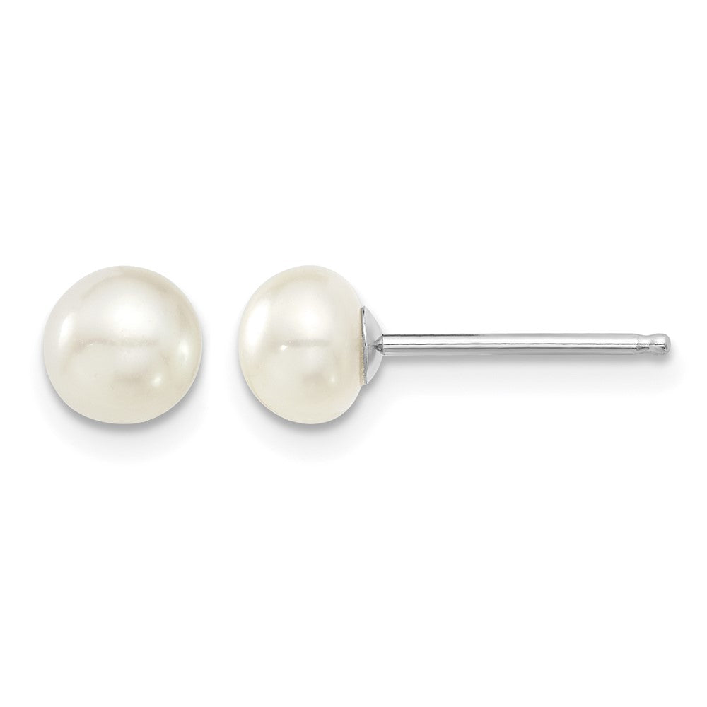 Sterling Silver Rhodium-plated 6-7mm White FWC Pearl Earring/Necklace Set