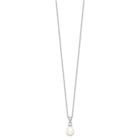 Sterling Silver Rhodium-plated 6-7mm White FWC Pearl Earring/Necklace Set