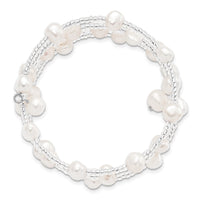 7-8mm White Baroque FWC Pearl and Glass Beaded Wrap Bracelet