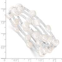 7-8mm White Baroque FWC Pearl and Glass Beaded Wrap Bracelet