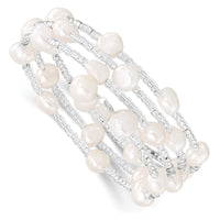 7-8mm White Baroque FWC Pearl and Glass Beaded Wrap Bracelet