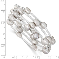 8-9mm Grey Baroque FWC Pearl and Glass Beaded Wrap Bracelet