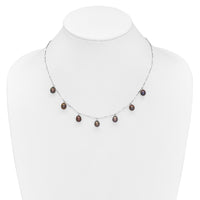 Sterling Silver RH 7-8mm Black Teardrop FWC Pearl Dangle Necklace