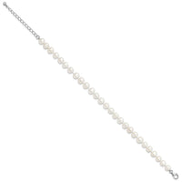 Sterling Silver Rh-plated 7-8mm FWC Pearl CZ w/2in Ext Anklet
