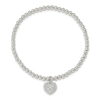 Sterling Silver CZ Heart Stretch Bracelet