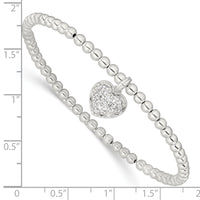Sterling Silver CZ Heart Stretch Bracelet