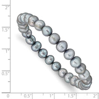 6-7mm Grey Semi-round Freshwater Cultured Pearl Stretch Bracelet