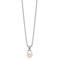 Sterling Silver Madi K RH-plated White Rice 6-7mm FWC Pearl Necklace
