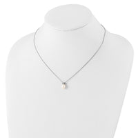 Sterling Silver Rhod-plat 7-7.5mm Rice FWC Pearl 1.5in ext Necklace