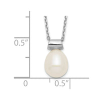 Sterling Silver Rhod-plat 7-7.5mm Rice FWC Pearl 1.5in ext Necklace