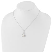 Sterling Silver Rhod-plat 10-11mm White FWC Pearl Necklace