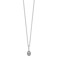 Sterling Silver Rhod-plat 7-8mm Grey FWC Pearl CZ Necklace