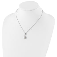 Sterling Silver Rhod-plat 8-9mm Grey FWC Pearl CZ Necklace