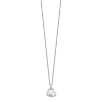 Sterling Silver Rhodium-plated 4-5mm White Button FWC Pearl Heart Necklace