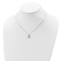 Sterling Silver Rhodium-plated 4-5mm White Button FWC Pearl Heart Necklace