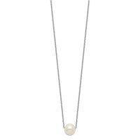 Sterling Silver Rhodium-plated 9-10mm White Near Round FWC Pearl Necklace
