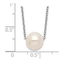 Sterling Silver Rhodium-plated 9-10mm White Near Round FWC Pearl Necklace