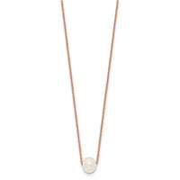 Sterling Silver Rose-plated 18k Flash-pl 8-9mm White FWC Pearl Necklace