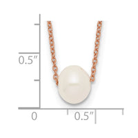 Sterling Silver Rose-plated 18k Flash-pl 8-9mm White FWC Pearl Necklace