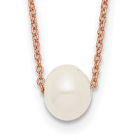 Sterling Silver Rose-plated 18k Flash-pl 8-9mm White FWC Pearl Necklace