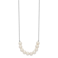 Sterling Silver Rhodium-plated 6-7mm White Near Round FWC Pearl Necklace
