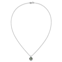 Sterling Silver Rhodium 9-10mm Teardrop Tahit Saltwater Pearl Necklace