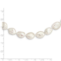 Sterling Silver Rh-plated 11x14mm White Keshi FWC Pearl Necklace