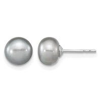 Sterling Silver Rh-p 7-8mm Grey FWC Pearl Earring Bracelet Necklace Set