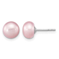 Sterling Silver Rh-p 7-8mm Pink FWC Pearl Earring Bracelet Necklace Set