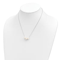 Sterling Silver Rhodium-plated 8-9mm White Near-round FWC Pearl Necklace