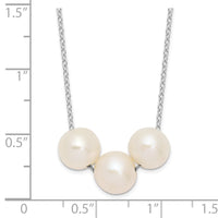 Sterling Silver Rhodium-plated 8-9mm White Near-round FWC Pearl Necklace