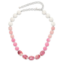 Sterling Silver Pink Agate/PinkJade/Rose Quartz/Crystal Necklace