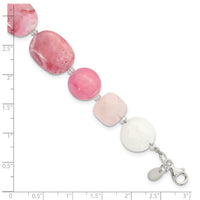 Sterling Silver Pink Agate/Pink Jade/Rose Quartz/Crystal Bracelet
