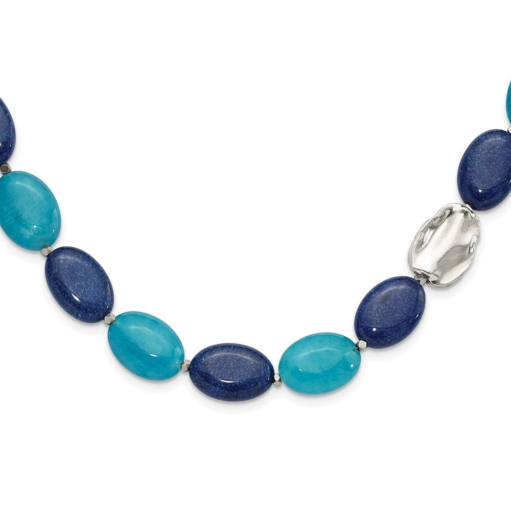 Sterling Silver Hematite, Jade, Lapis, Quartz w/2in ext Necklace