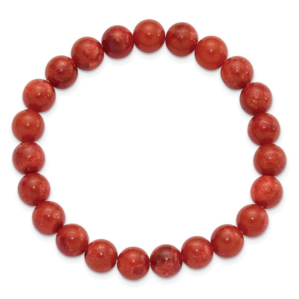Reconstituted Coral 8.5mm Beaded Stretch Bracelet