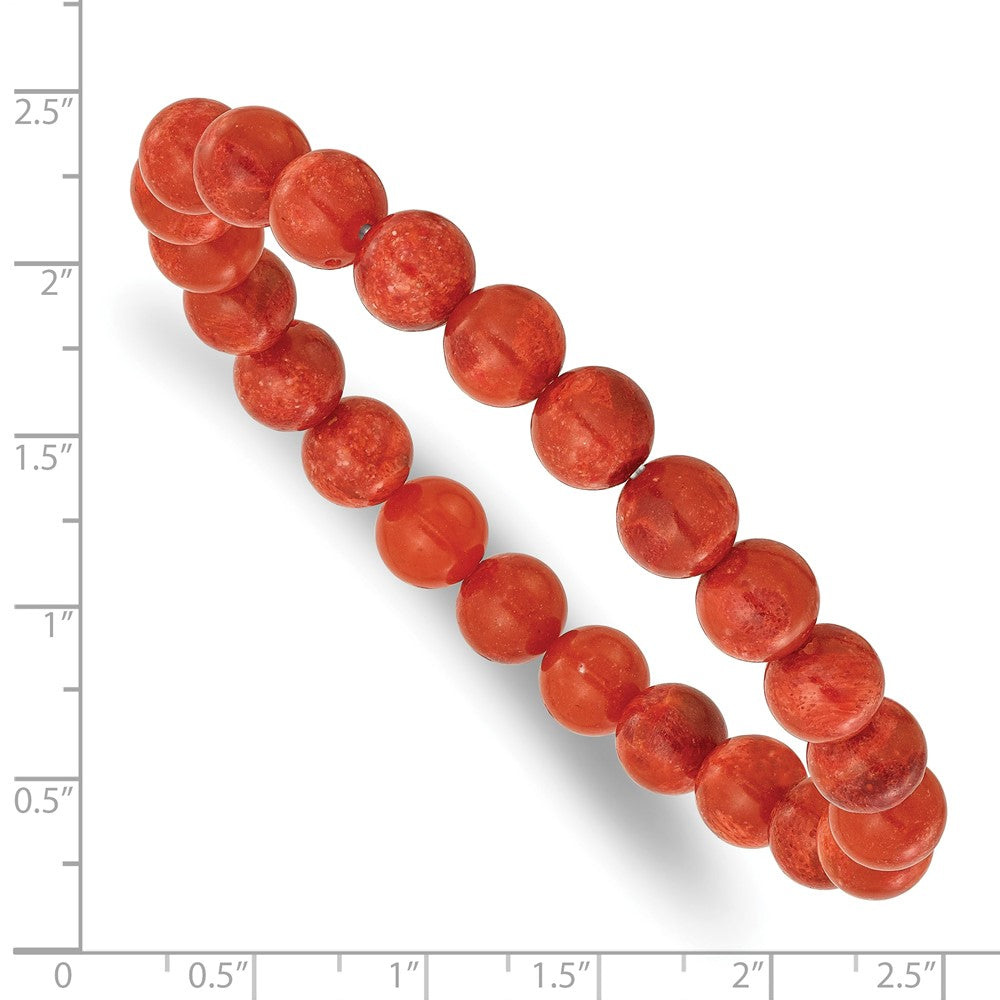 Reconstituted Coral 8.5mm Beaded Stretch Bracelet