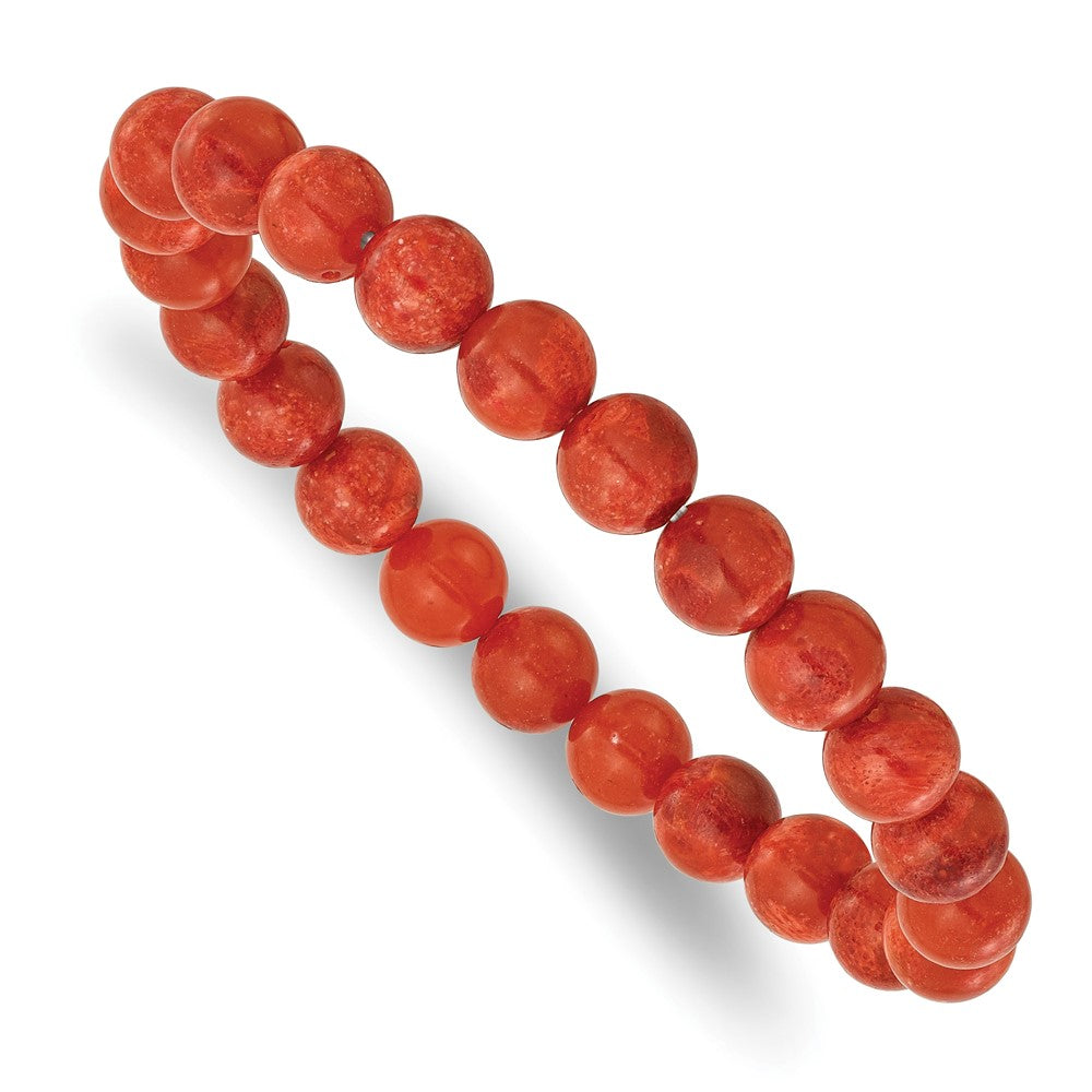 Reconstituted Coral 8.5mm Beaded Stretch Bracelet